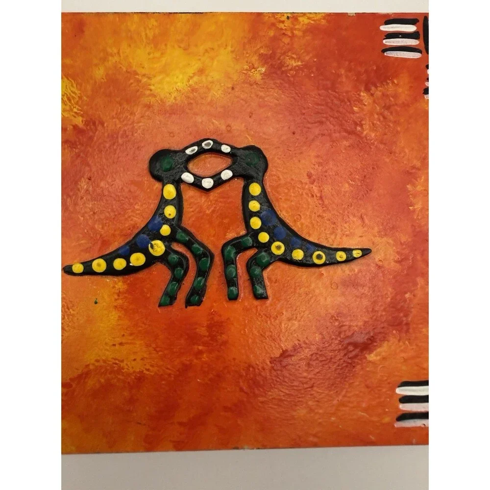 Hand Painted Colombia Wooden Box Lizard Gecko Trinket Jewelry Organizer